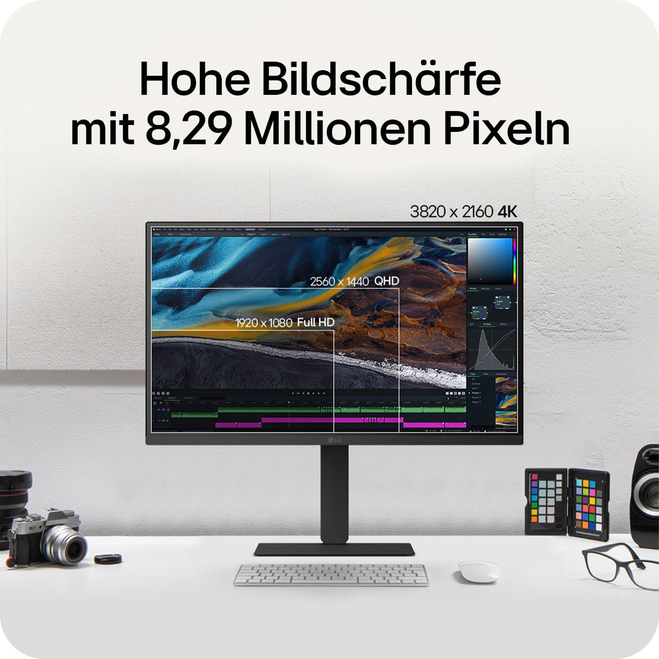 LG Monitor 27U730A-B.AEU, 27", 4K UHD (3840x2160), HDR10, IPS, webOS 24, USB-C (90W), Bluetooth, DCI-P3 90%, HDMI, DisplayPort, HDR Effekt, Schwarz