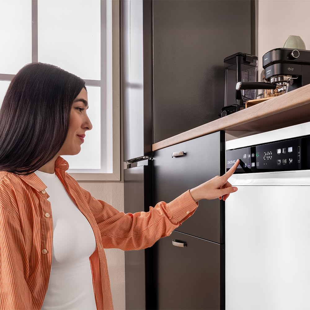 Cecotec Geschirrspüler 60 cm - Freistehend Bolero Aguazero 6210 D. 15 Bestecke, energieeffizient, XXL Fullcolor Display, drittes Fach, 14 Programme, Dual Zone Wash, verstellbares Fach, Weiß