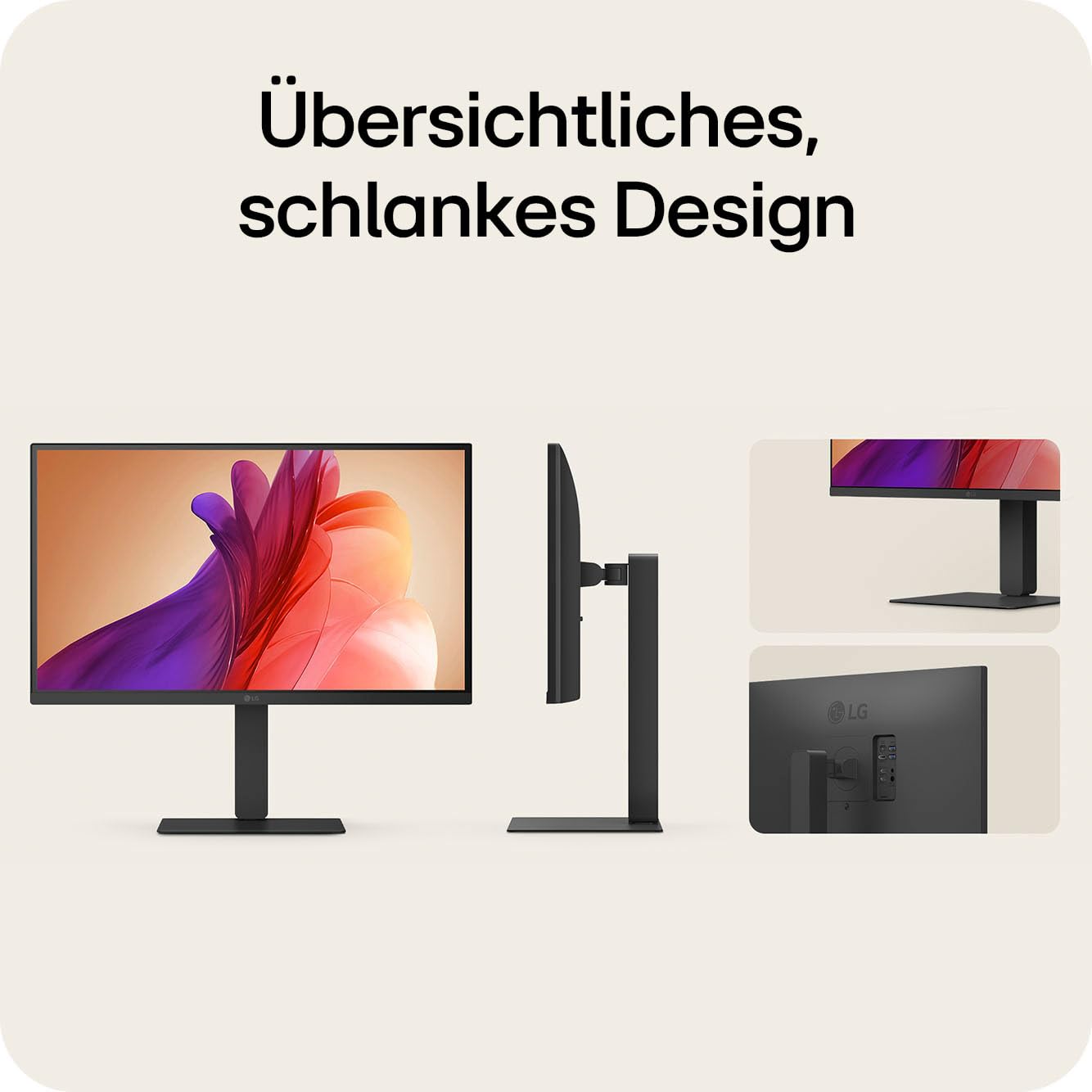 LG Monitor 27U730A-B.AEU, 27", 4K UHD (3840x2160), HDR10, IPS, webOS 24, USB-C (90W), Bluetooth, DCI-P3 90%, HDMI, DisplayPort, HDR Effekt, Schwarz