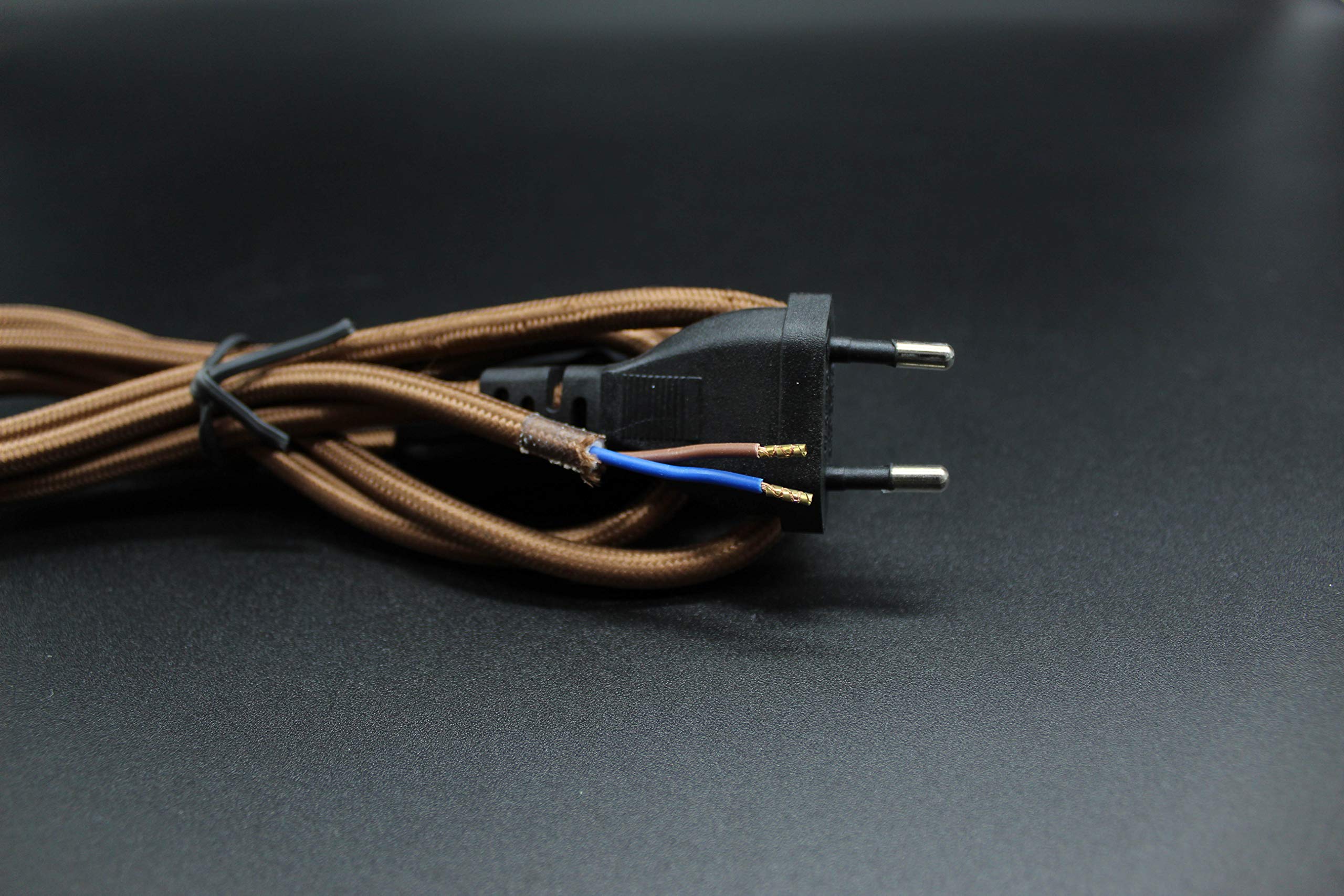 1,5m Textilanschluss braun - Kabel mit Durchgangsschalter