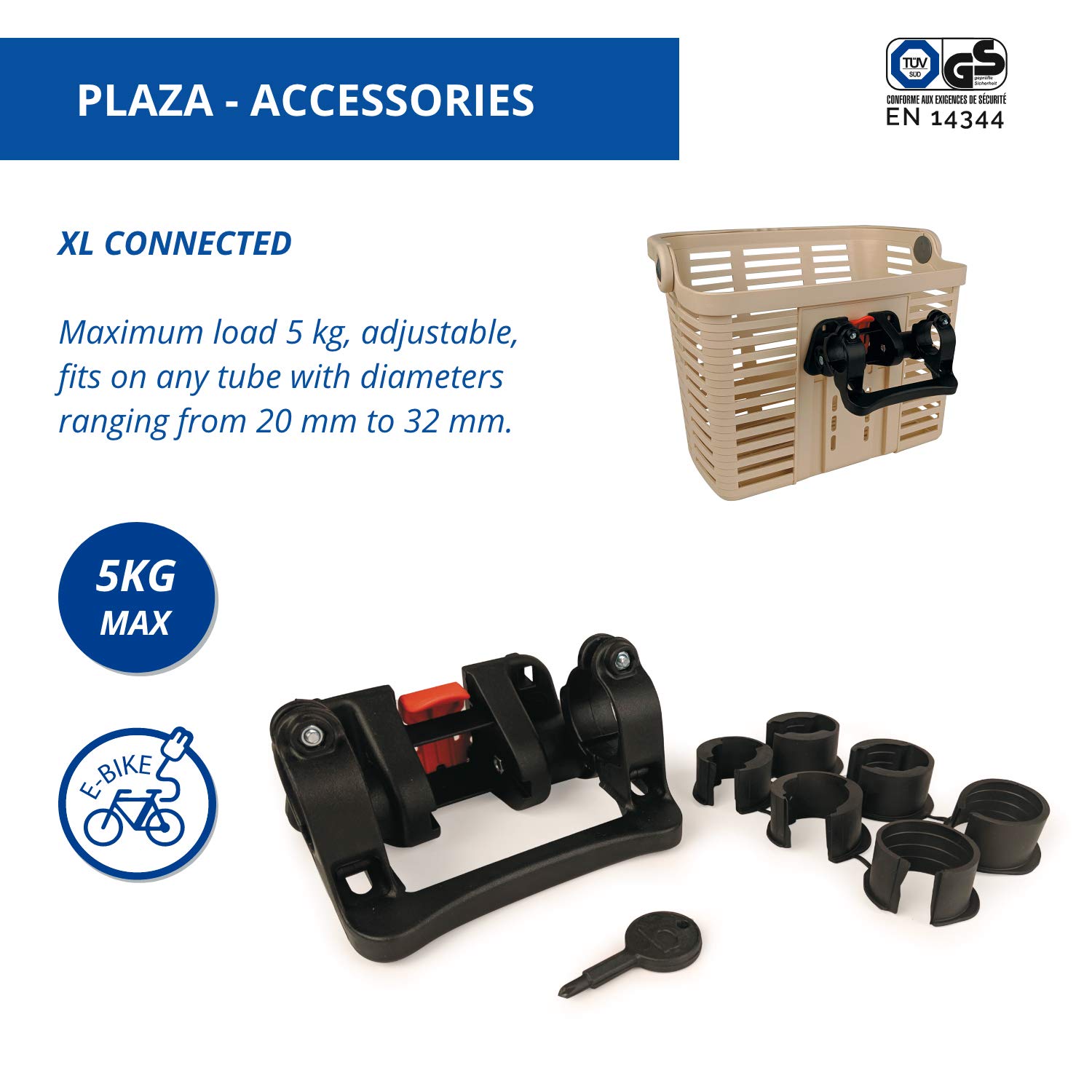 b bellelli Cestino da Bicicletta Frontale Rimovibile - Attacco al Manubrio, Adatto Anche alle e-Bike - Carico Massimo 5 kg - Nero