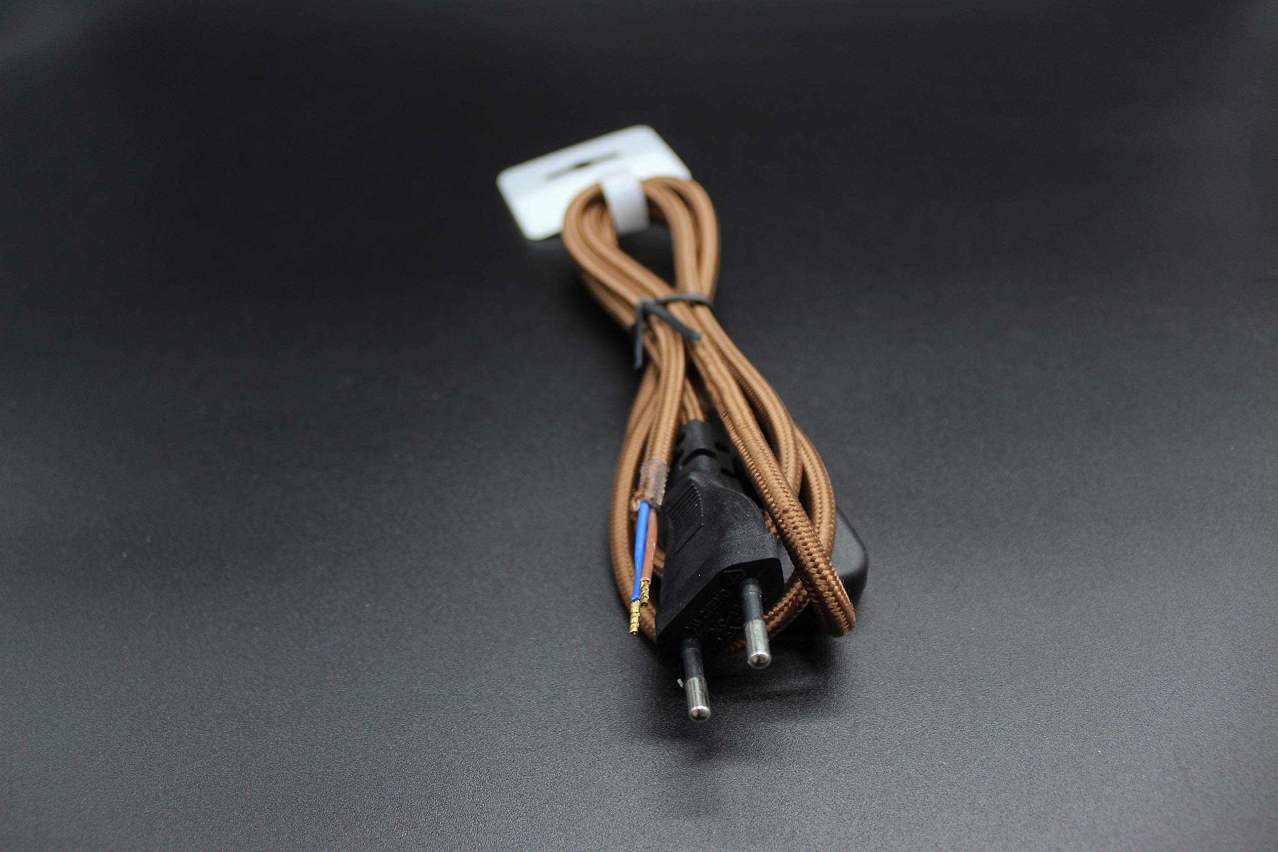 1,5m Textilanschluss braun - Kabel mit Durchgangsschalter