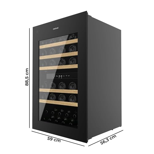 Cecotec Einbau-Weinkühlschrank 57 Flaschen Bolero Grandsommelier Duo 57000 Touch Black. Schwarz mit leiser Kühlung (38 dB) und Touch-LED-Steuerung