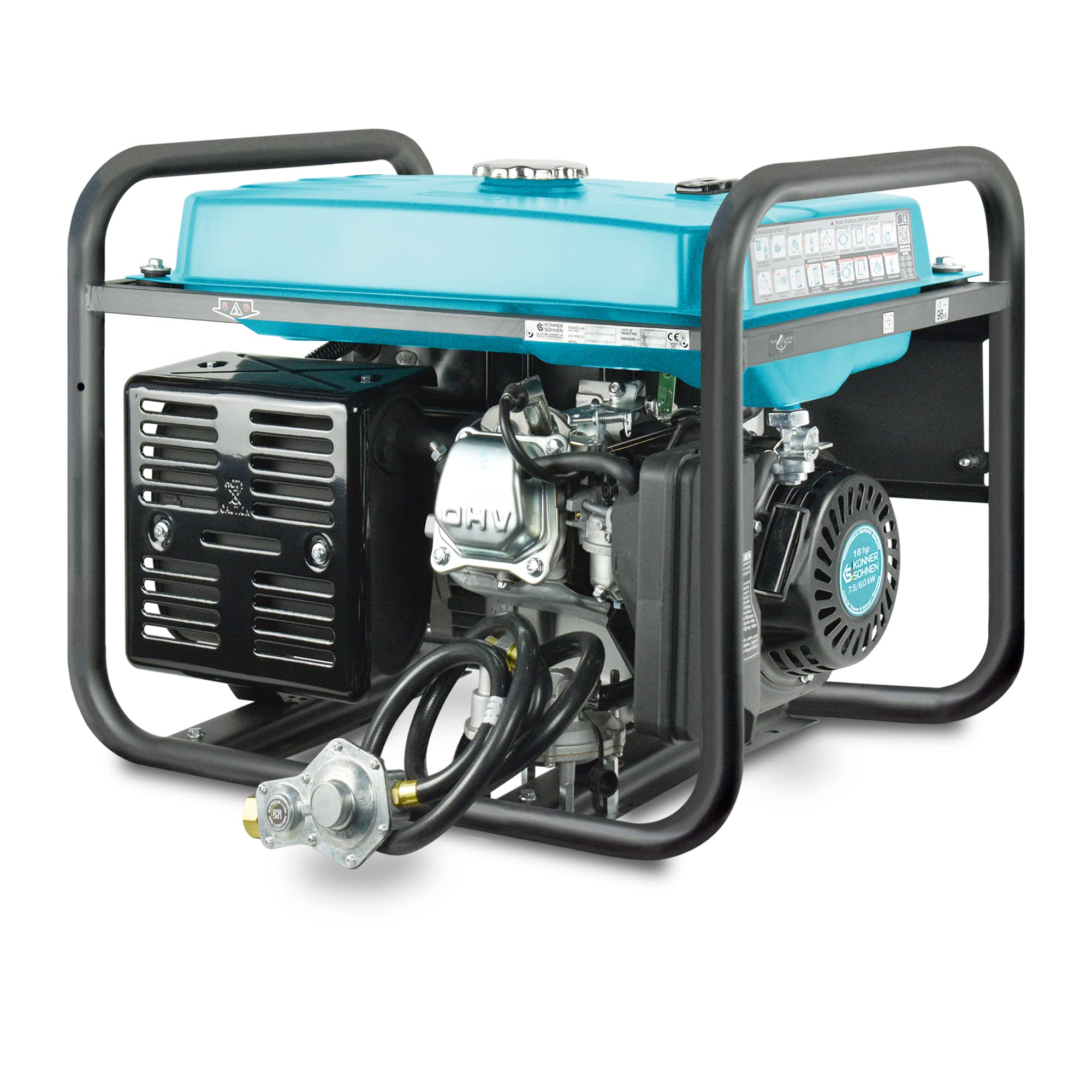 LPG/Benzin-Generator K&S Könner&Söhnen KS 9000E G der DUAL FUEL,notstromaggregat 6500 W,Hand-/Elektroanlass,1x16A, 1х32 (230 V),12V stromerzeuger mit (AVR),stromaggregat, Kurzschlussschutz