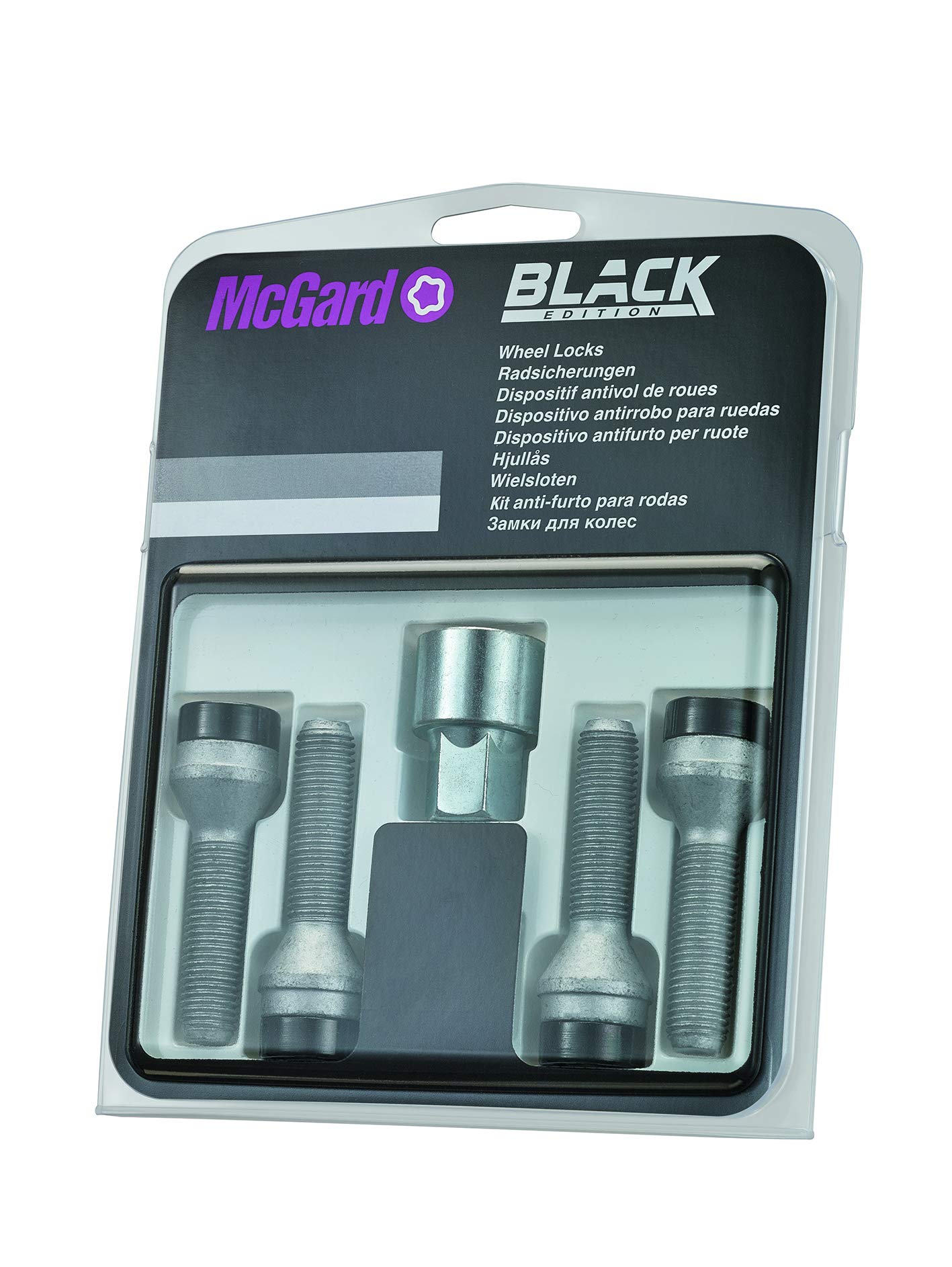 27209SUB Radsicherungsbolzen SUB (Schwarz) M14x1.5, Kegelsitz, Schaftlänge 44,0 mm, SW17, Schlüsseldurchmesser 25,8 mm