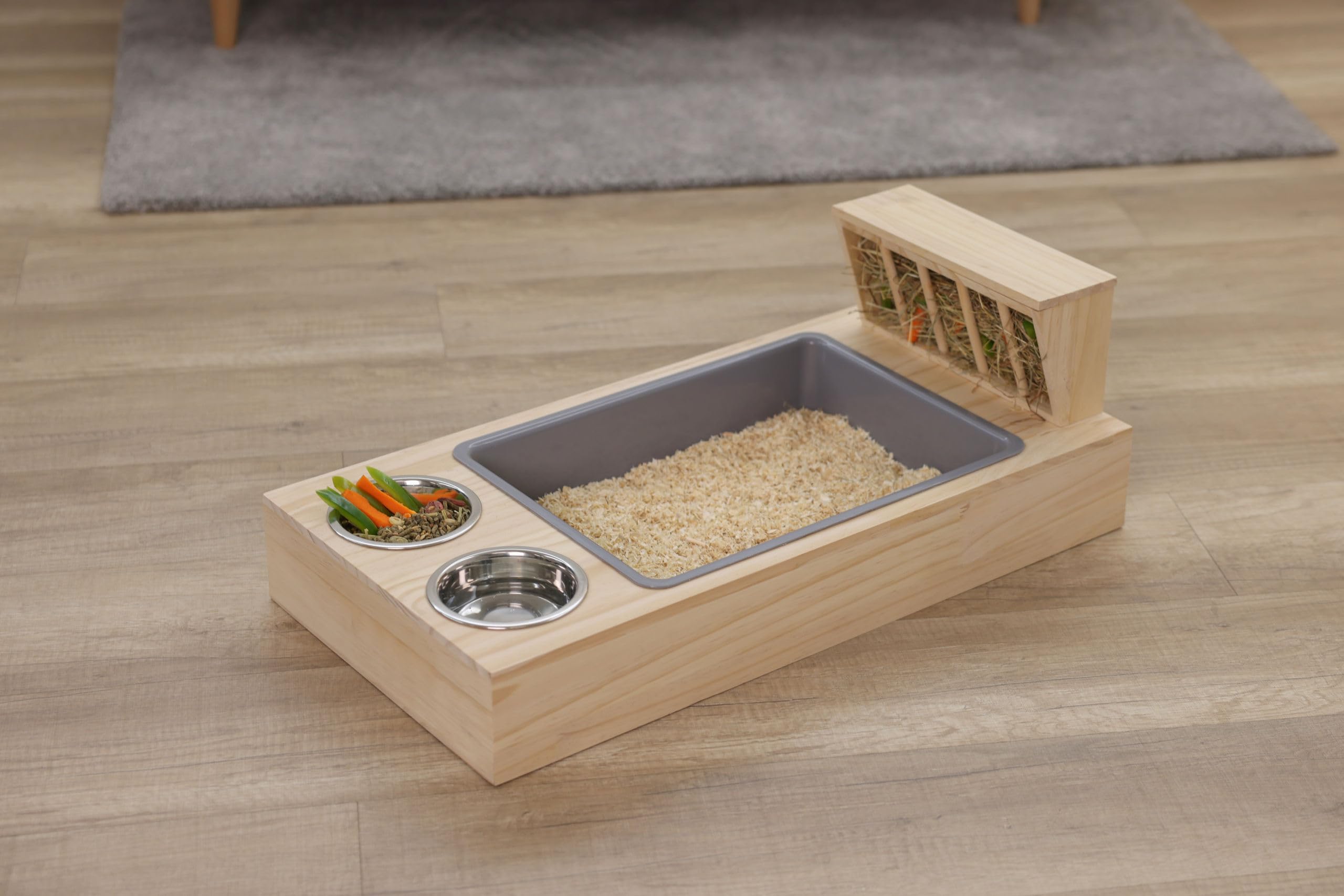 Kerbl Pet Buddel- und Futterstation, Fressstation, Buddelkiste, 70x36x24cm, Kiefernholz, Tierfütterung, Nager, für Innen- und Außenbereich