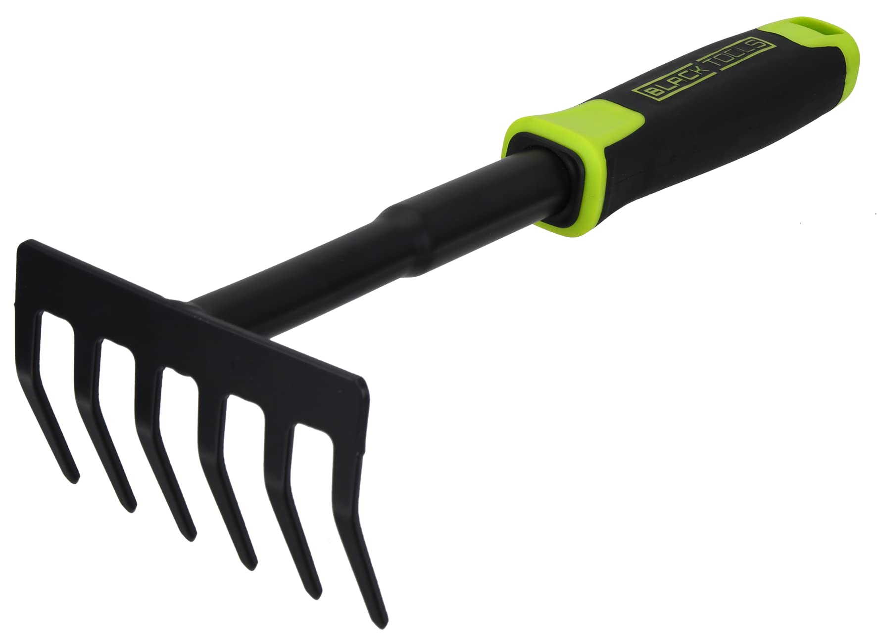 Black Tools® Garden Handrechen | Zum Säubern und Auflockern | Rutschfester Griff | Korrosionsgeschützt | Länge 30 cm | Garten, Kübel, Balkonkästen, Beete