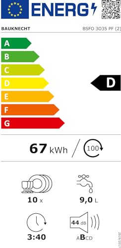 Bauknecht BSFO 3O35 PF Freistehender Geschirrspüler 45 cm Breite/PowerClean/ActivDry/Vollwasserschutz/hygieneprogramm/Besteckschublade/Sensor-Programm/Kindersicherung