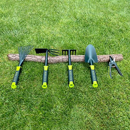 Black Tools® Garden Handrechen | Zum Säubern und Auflockern | Rutschfester Griff | Korrosionsgeschützt | Länge 30 cm | Garten, Kübel, Balkonkästen, Beete