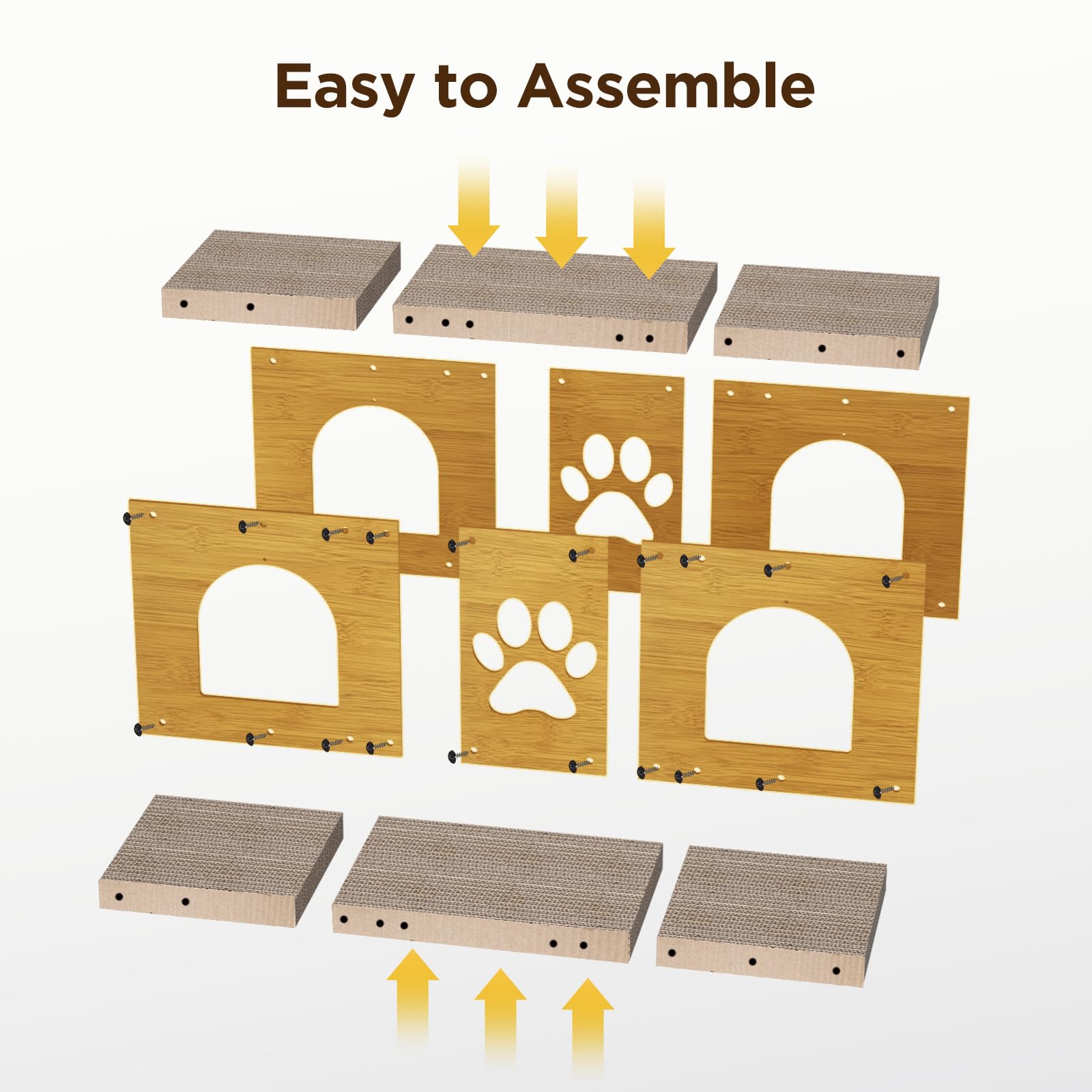 Gimars 100x30x30 cm Kratzbrett Katzen mit Spielball,Tunnel, Kratzpappe für Katzen groß XXL Katzenhaus Pappe, Kratzmöbel als Möbelschutz Indoor