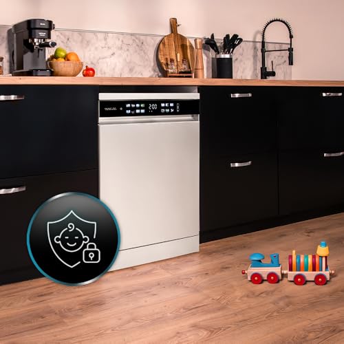 Cecotec Geschirrspüler 60 cm - Freistehend Bolero Aguazero 6210 Inox D. 15 Bestecke, energieeffizient, XXL Fullcolor Display, drittes Fach, 14 Programme, Dual Zone Wash, verstellbares Fach, Edelstahl