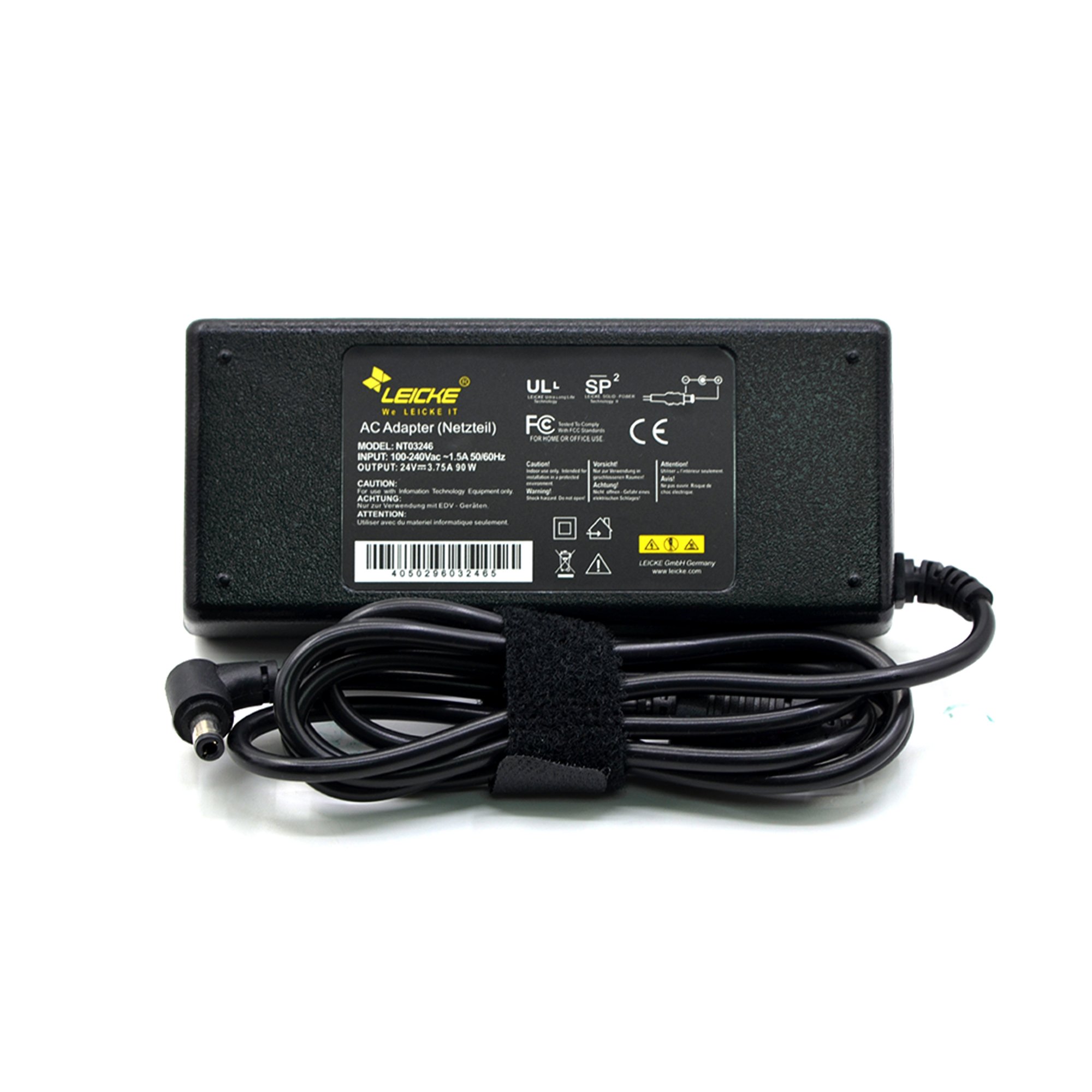LEICKE Netzteil 24V 3.75A | Ladegerät 90W für MeanWell GS90A24-P1M, LED-Leuchte, Festplatten, Drucker, TFT & LCD Monitor