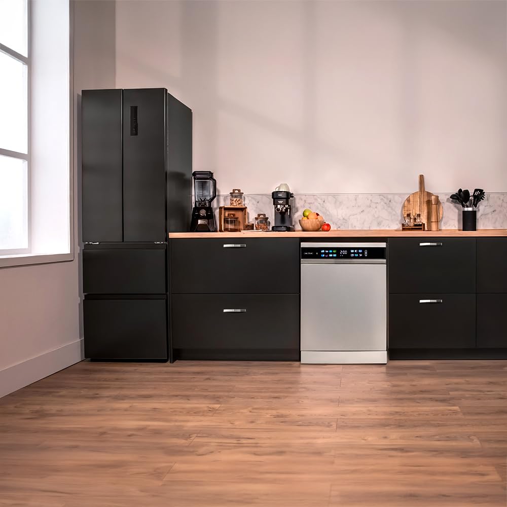 Cecotec Geschirrspüler 60 cm - Freistehend Bolero Aguazero 6210 Inox D. 15 Bestecke, energieeffizient, XXL Fullcolor Display, drittes Fach, 14 Programme, Dual Zone Wash, verstellbares Fach, Edelstahl