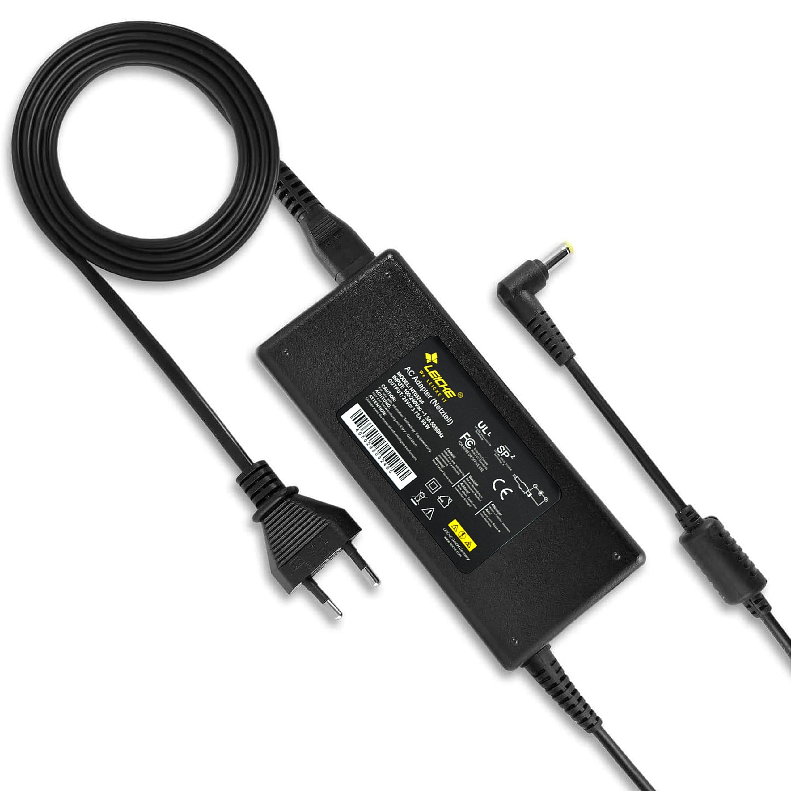 LEICKE Netzteil 24V 3.75A | Ladegerät 90W für MeanWell GS90A24-P1M, LED-Leuchte, Festplatten, Drucker, TFT & LCD Monitor