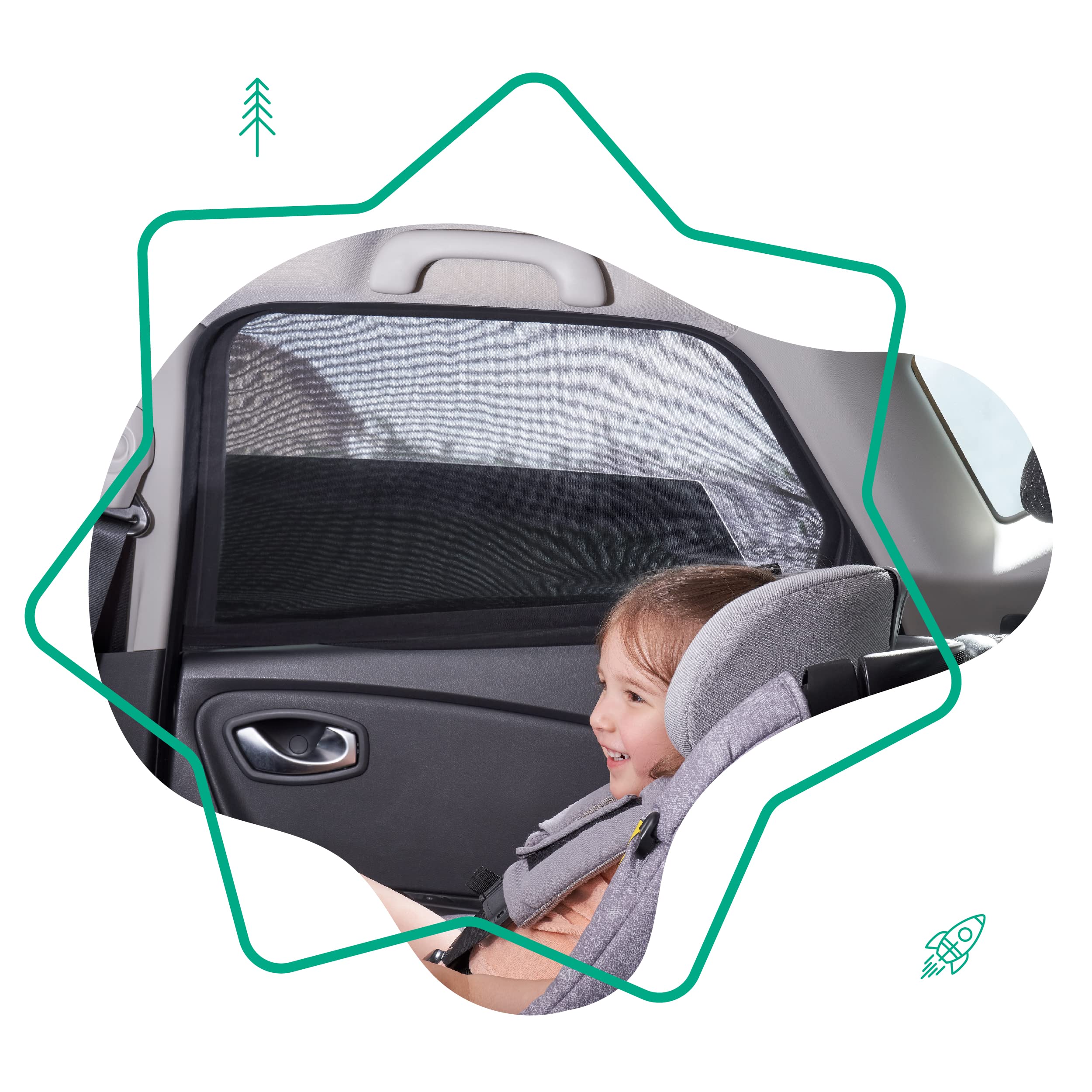 Badabulle Auto Sonnenschutz 2er Set - filtert 99% des Sonnenlichts, reduziert die Hitze, universell einsetzbar