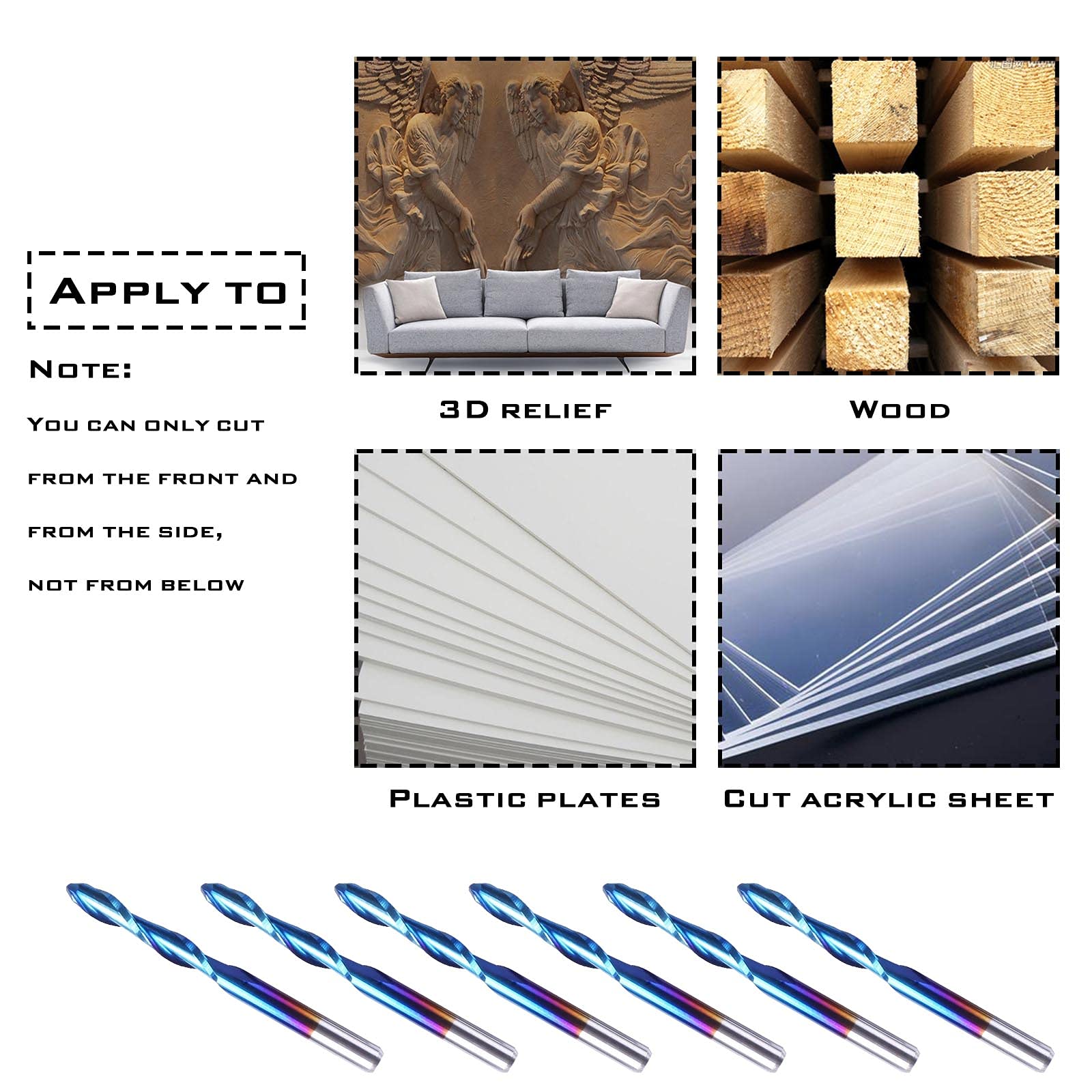 Be In Your Mind 10 Stück 1/8 Zoll Kugelkopf Schaftfräser CNC-Fräser 3,175 mm Schaft Spirale Upcut Design Wolframkarbid Nano Blau Beschichtung