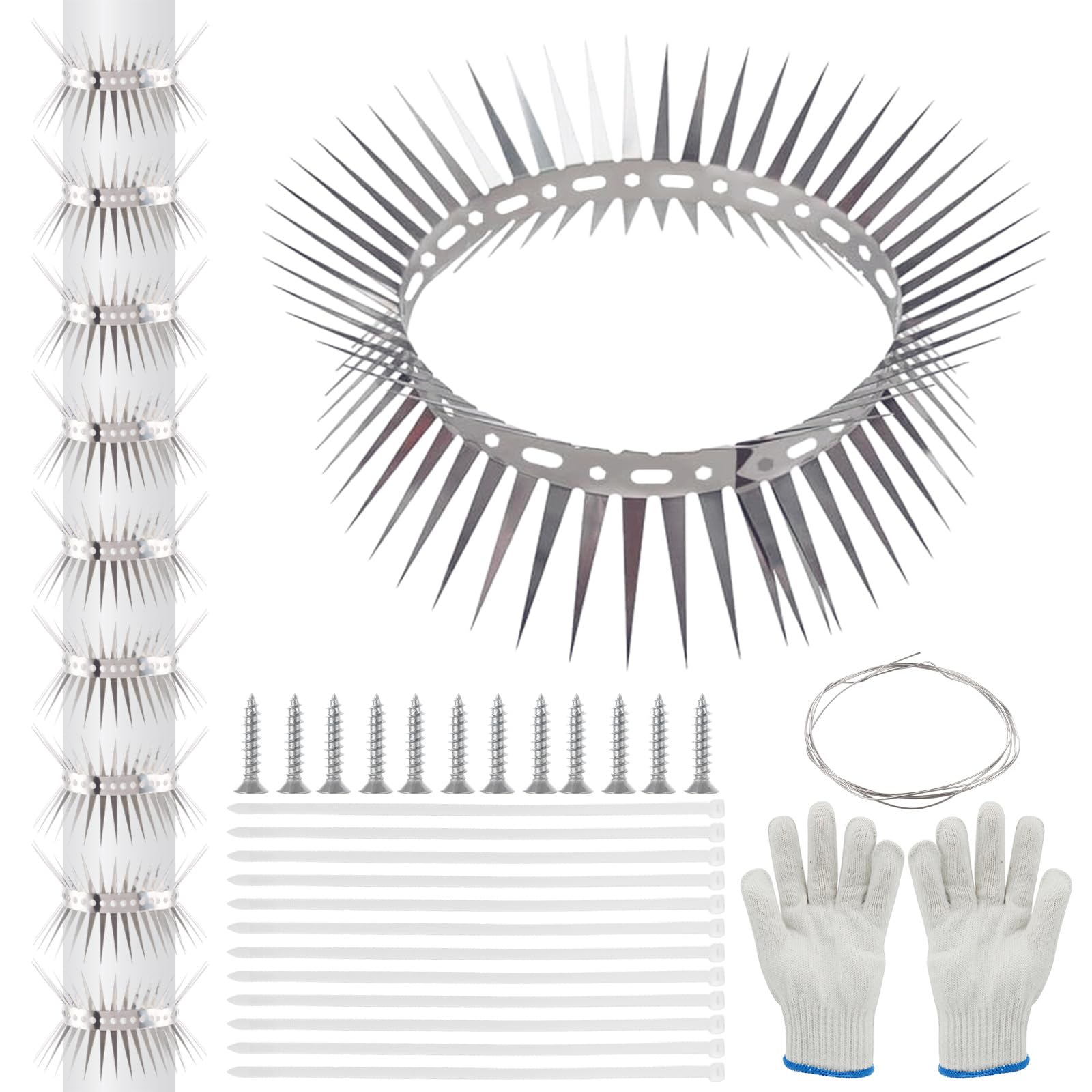 ASelected Marderschutz Fallrohr Waschbär Abwehr Marder Stacheldraht mit Zubehör für Marderabwehr Haus Marderschreck Dachboden Baum Kann Geschnitten Werden (5 x 150 cm)