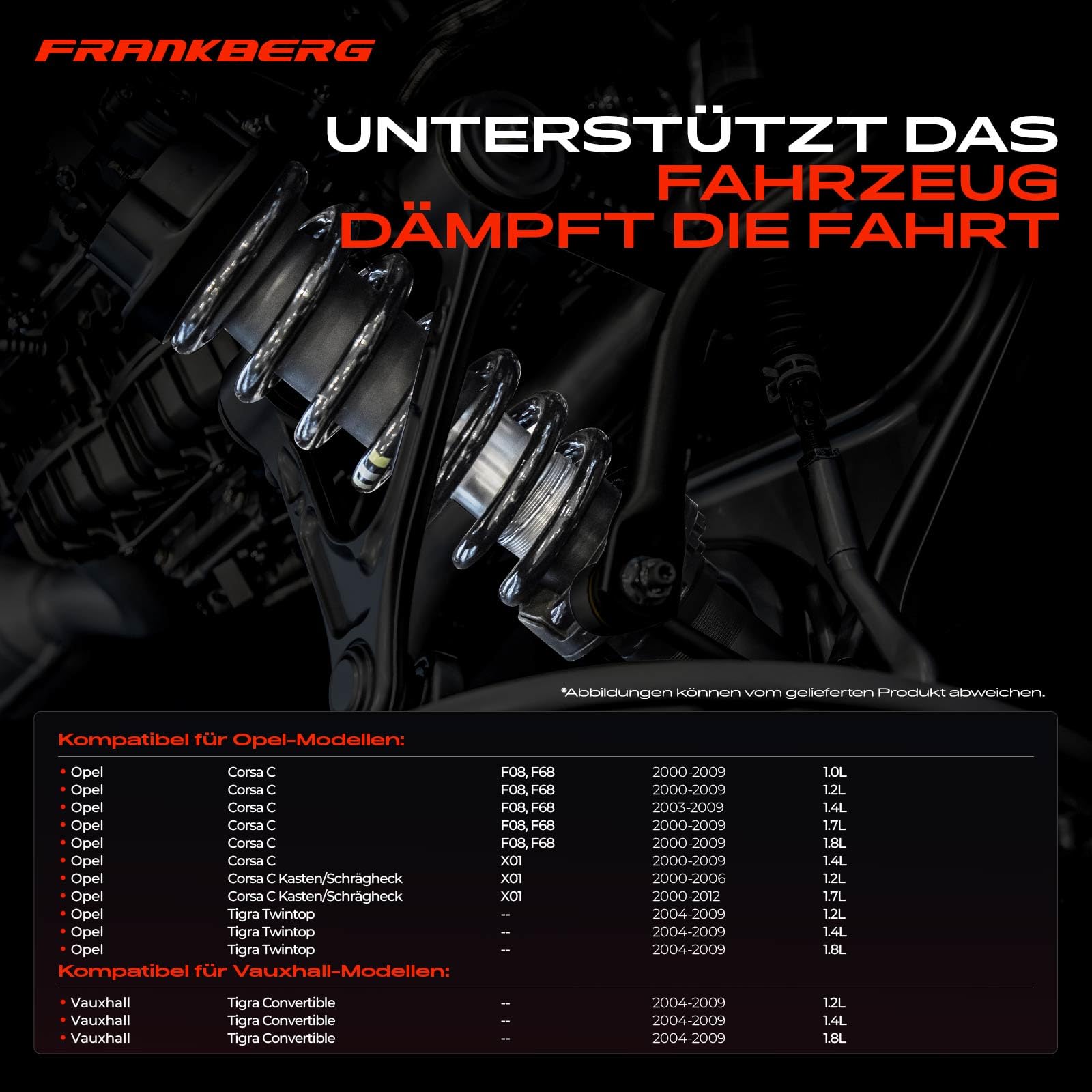 Frankberg 2x Federn Fahrwerksfeder Hinten Kompatibel mit Corsa C F08 F68 2000-2009 Corsa C X01 2000-2012 Tigra Twintop/Convertible 2004-2009 Replace# 9196210