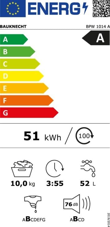 Bauknecht BPW 1014 A Waschmaschine Frontlader/ 10 kg/ kraftvolle Fleckentfernung/Kurz 45 / Clean Plus/ Kurz 30 / Anti-Allergie Plus/ Mengenautomatik/ Option Extra Touch/ Dynamic Inverter Motor