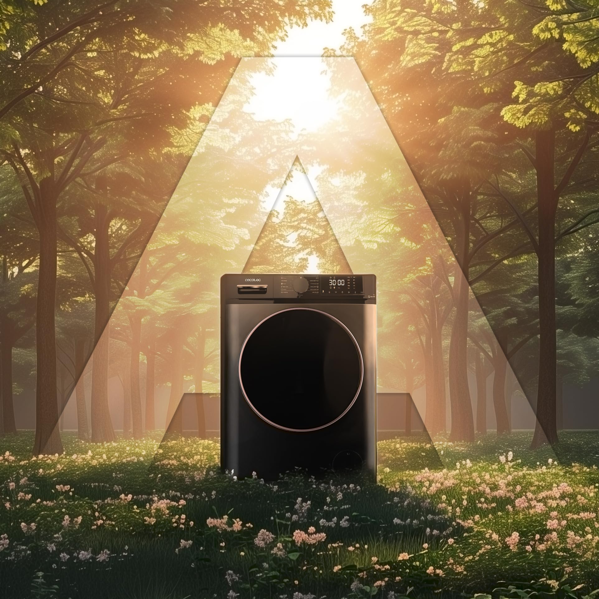 Cecotec Frontlader-Waschmaschine 9 kg Bolero Dresscode 9610 Inverter Steel A. 2000W, 1400 U/min, Niedriger Verbrauch, Dampffunktion, Inverter Plus Motor, Optimiert Wasser- und Waschmittelverbrauch